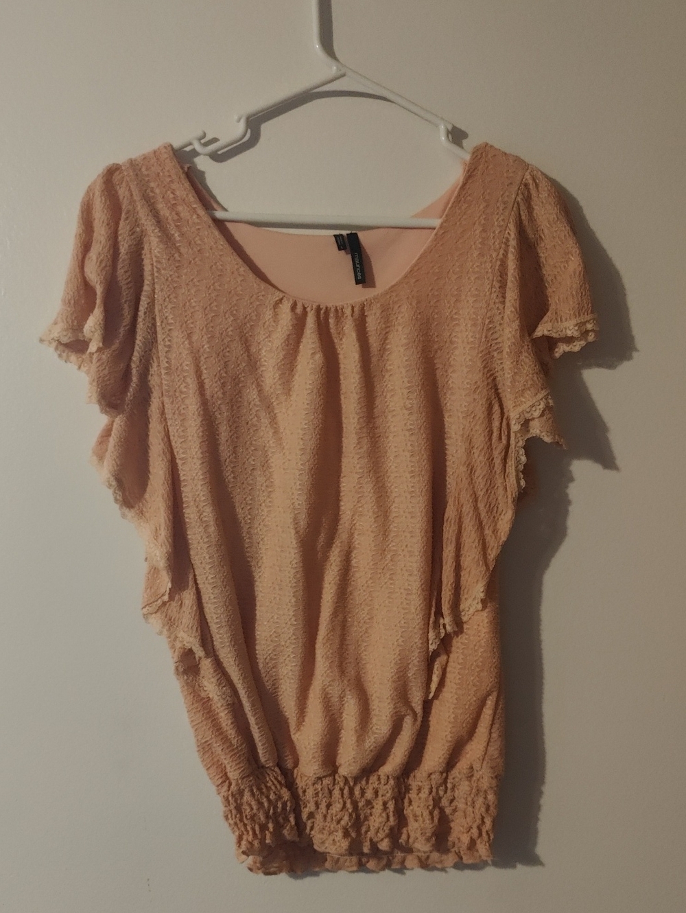 Maurices Peach Ruffle Sleeve Top